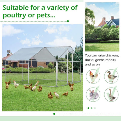 AECOJOY Grande Volière pour Poules en Métal, Cage à Poules en Métal avec Accès Direct