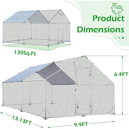 AECOJOY Grande Volière pour Poules en Métal, Cage à Poules en Métal avec Accès Direct