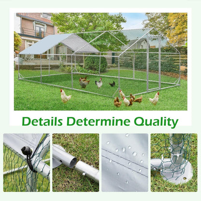 AECOJOY Grande Volière pour Poules en Métal, Cage à Poules en Métal avec Accès Direct