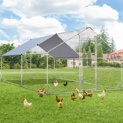 AECOJOY Grande Volière pour Poules en Métal, Cage à Poules en Métal avec Accès Direct