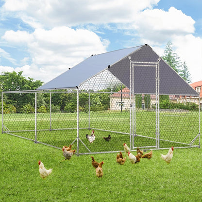 AECOJOY Grande Volière pour Poules en Métal, Cage à Poules en Métal avec Accès Direct