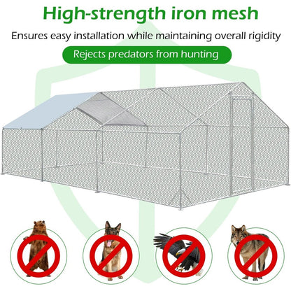 AECOJOY Grande Volière pour Poules en Métal, Cage à Poules en Métal avec Accès Direct