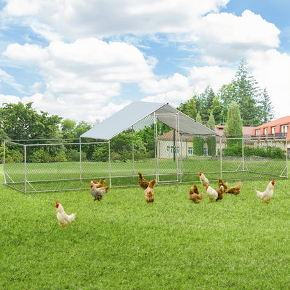 AECOJOY Grande Volière pour Poules en Métal, Cage à Poules en Métal avec Accès Direct