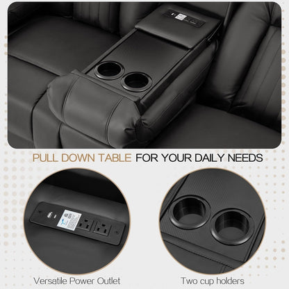 Canapé inclinable AECOJOY, manuel, pour camping-car, canapé inclinable en PU, avec console, pour salle de cinéma à domicile.