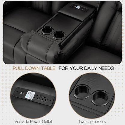 Canapé inclinable AECOJOY, manuel, pour camping-car, canapé inclinable en PU, avec console, pour salle de cinéma à domicile.