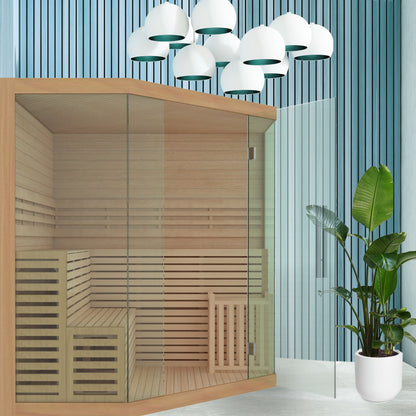 Sauna intérieur en bois ALEKO pour 5 à 6 personnes, avec chauffage électrique - 190 x 190 x 210 cm (75 x 75 x 83 pouces)