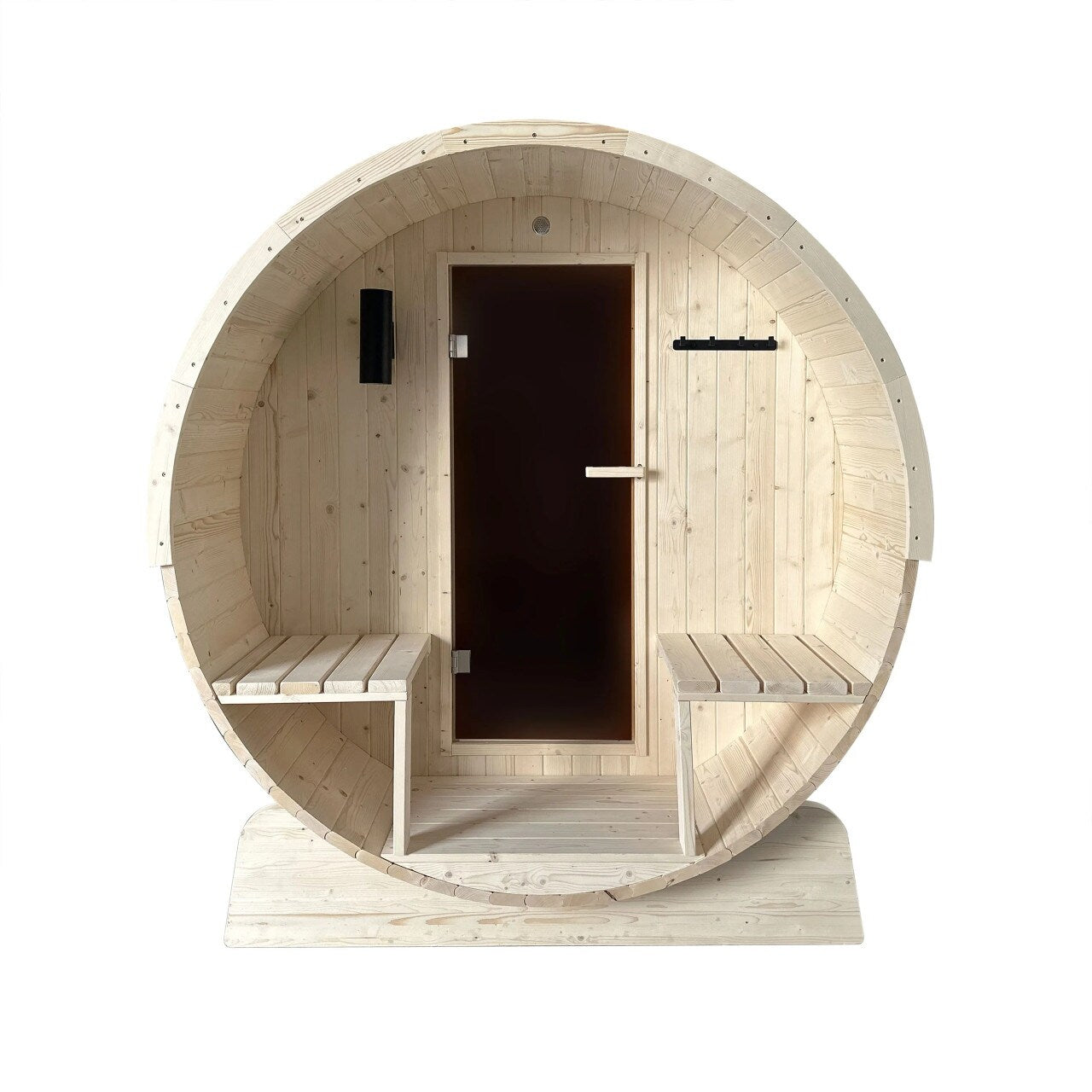 Sauna en barrique ALEKO en pin finlandais blanc pour 6 à 8 personnes avec chauffe-eau électrique UL - 88L x 73W x 79H pouces