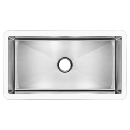 ANZZI Apollo Évier de cuisine de ferme à simple cuve de 91 cm (36 po) en surface solide blanche mate avec intérieur en acier inoxydable