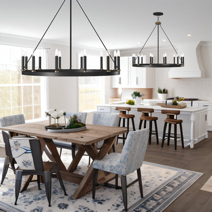 Suspension Acroma à 12 lumières, style ferme, en forme de roue de charrette de 40 pouces, avec certification UL - 40'' de diamètre x 138'' de hauteur