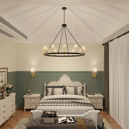 Suspension Acroma à 12 lumières, style ferme, en forme de roue de charrette de 40 pouces, avec certification UL - 40'' de diamètre x 138'' de hauteur