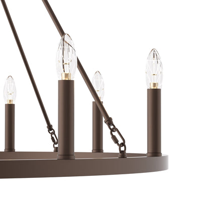 Suspension Acroma à 12 lumières, style ferme, en forme de roue de charrette de 40 pouces, avec certification UL - 40'' de diamètre x 138'' de hauteur