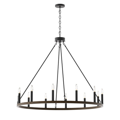 Suspension Acroma à 12 lumières, style ferme, en forme de roue de charrette de 40 pouces, avec certification UL - 40'' de diamètre x 138'' de hauteur