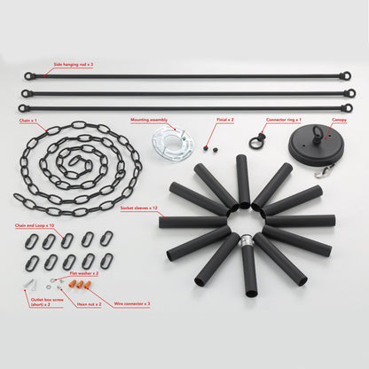 Suspension Acroma à 12 lumières, style ferme, en forme de roue de charrette de 40 pouces, avec certification UL - 40'' de diamètre x 138'' de hauteur