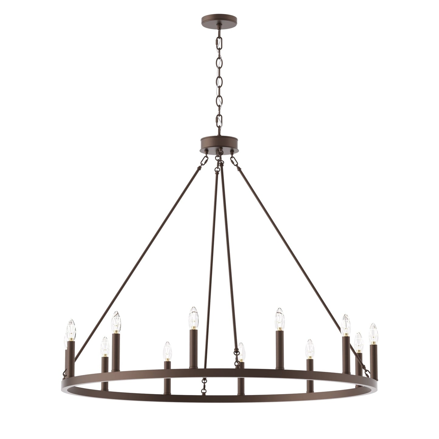 Suspension Acroma à 12 lumières, style ferme, en forme de roue de charrette de 40 pouces, avec certification UL - 40'' de diamètre x 138'' de hauteur
