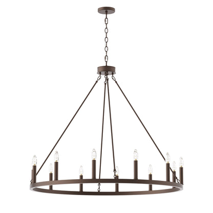 Suspension Acroma à 12 lumières, style ferme, en forme de roue de charrette de 40 pouces, avec certification UL - 40'' de diamètre x 138'' de hauteur