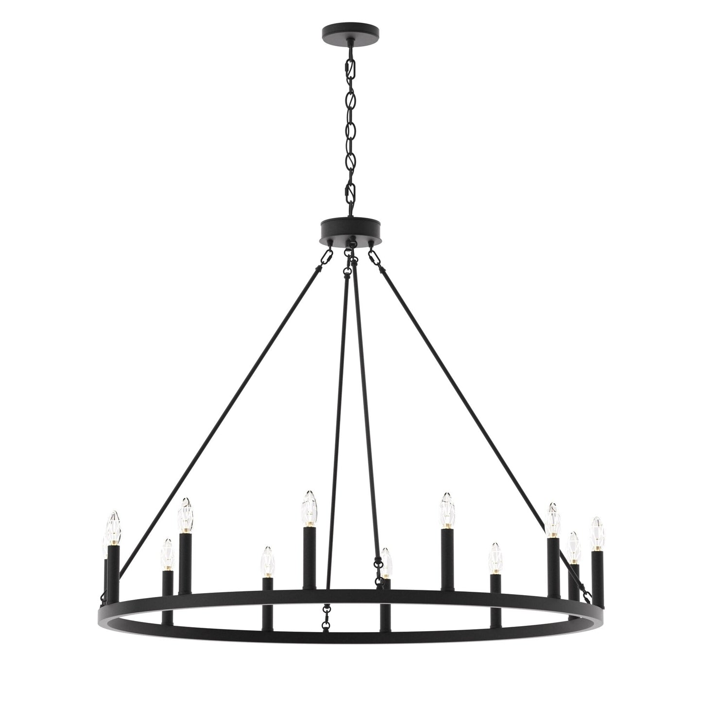 Suspension Acroma à 12 lumières, style ferme, en forme de roue de charrette de 40 pouces, avec certification UL - 40'' de diamètre x 138'' de hauteur