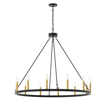 Suspension Acroma à 12 lumières, style ferme, en forme de roue de charrette de 40 pouces, avec certification UL - 40'' de diamètre x 138'' de hauteur