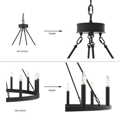 Suspension Acroma à 12 lumières, style ferme, en forme de roue de charrette de 40 pouces, avec certification UL - 40'' de diamètre x 138'' de hauteur