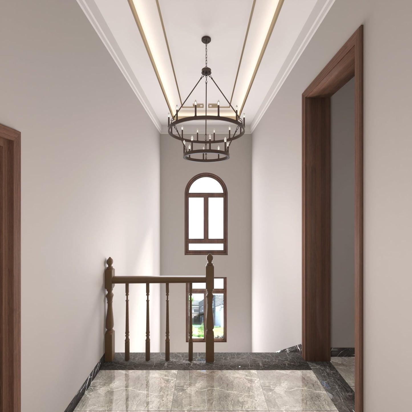 Luminaire Acroma à 20 lumières, style ferme moderne, en forme de roue de charrette ronde de 40 pouces, avec certification UL.