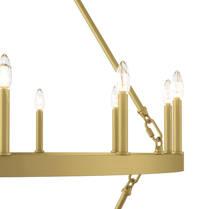 Luminaire Acroma à 20 lumières, style ferme moderne, en forme de roue de charrette ronde de 40 pouces, avec certification UL.