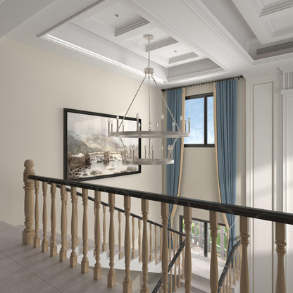 Luminaire Acroma à 20 lumières, style ferme moderne, en forme de roue de charrette ronde de 40 pouces, avec certification UL.