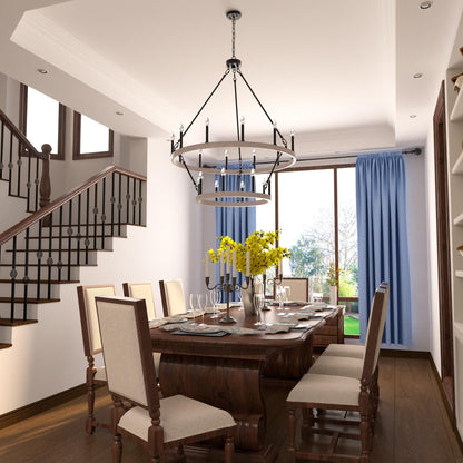 Luminaire Acroma à 20 lumières, style ferme moderne, en forme de roue de charrette ronde de 40 pouces, avec certification UL.