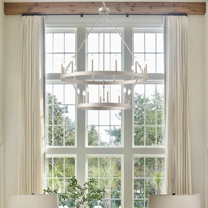 Luminaire Acroma à 20 lumières, style ferme moderne, en forme de roue de charrette ronde de 40 pouces, avec certification UL.