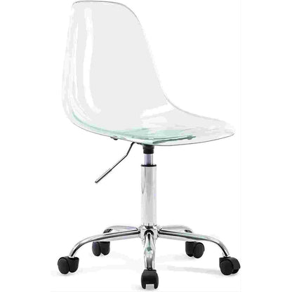 Chaise de bureau pivotante en acrylique, hauteur réglable, sans accoudoirs, sur roulettes, pour la maison.