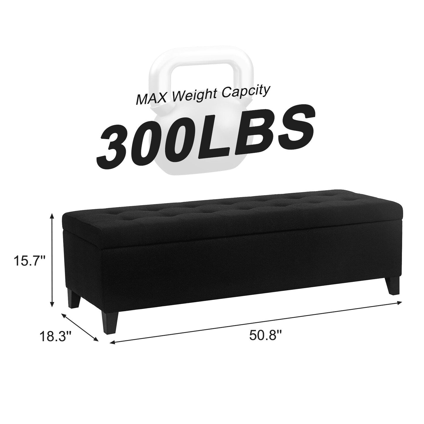 Tabouret-pouf de rangement en simili cuir Adeco 50