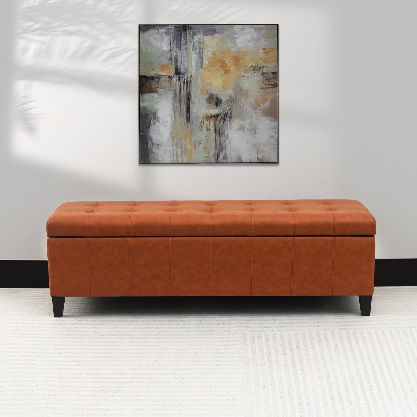 Tabouret-pouf de rangement en simili cuir Adeco 50