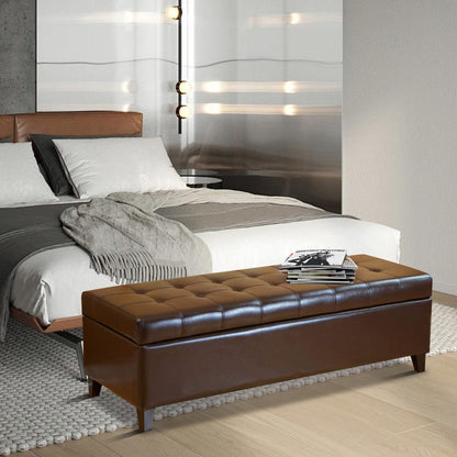 Tabouret-pouf de rangement en simili cuir Adeco 50