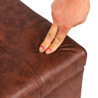 Tabouret-pouf de rangement en simili cuir Adeco 50