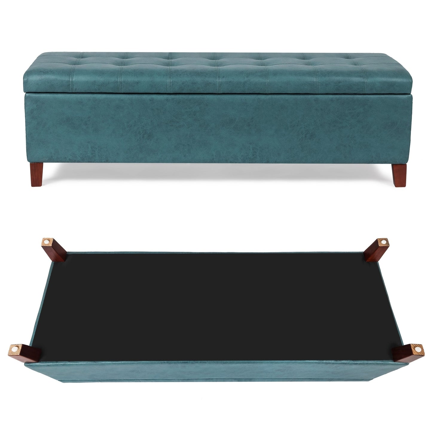 Tabouret-pouf de rangement en simili cuir Adeco 50