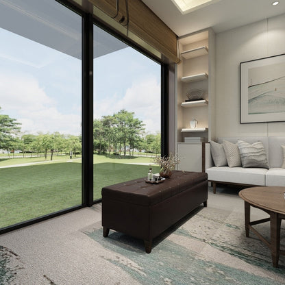 Tabouret-pouf de rangement en simili cuir Adeco 50