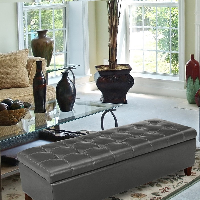 Tabouret-pouf de rangement en simili cuir Adeco 50