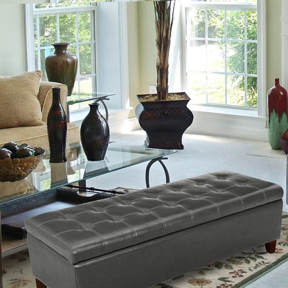 Tabouret-pouf de rangement en simili cuir Adeco 50