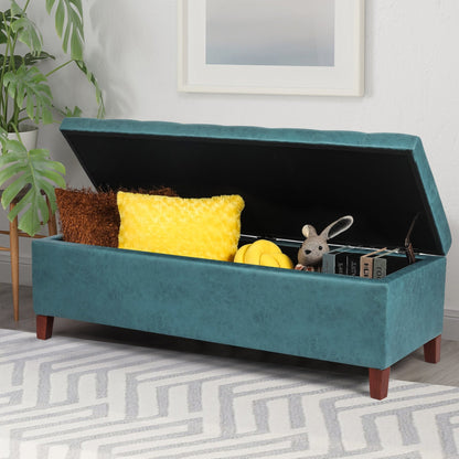 Tabouret-pouf de rangement en simili cuir Adeco 50