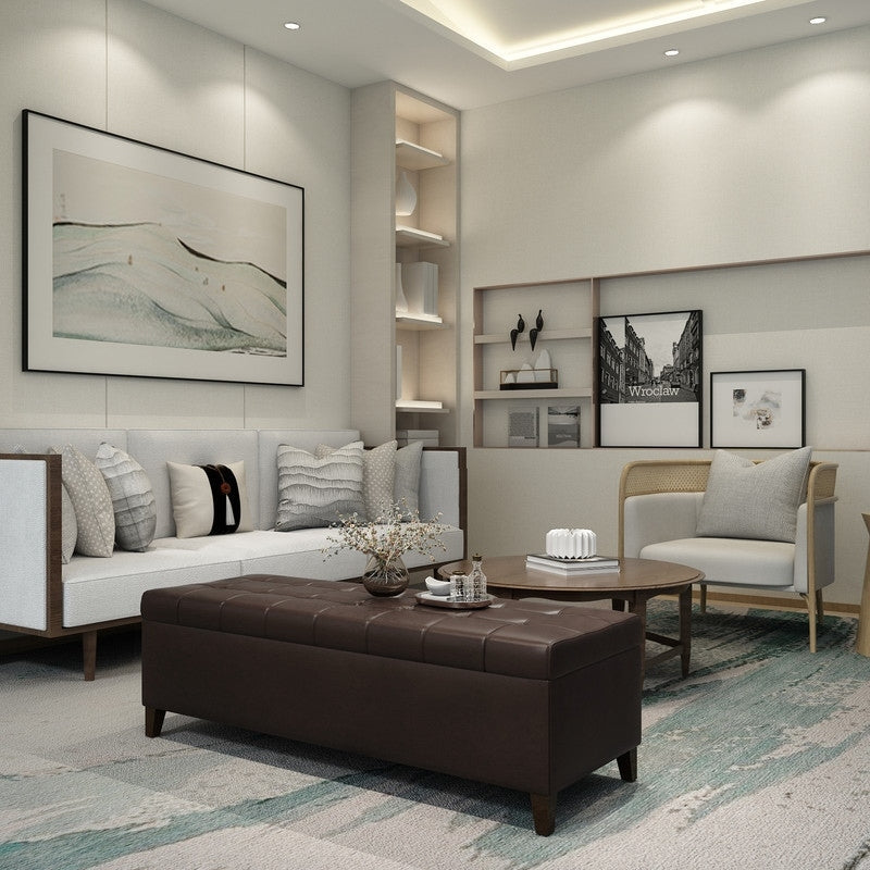 Tabouret-pouf de rangement en simili cuir Adeco 50