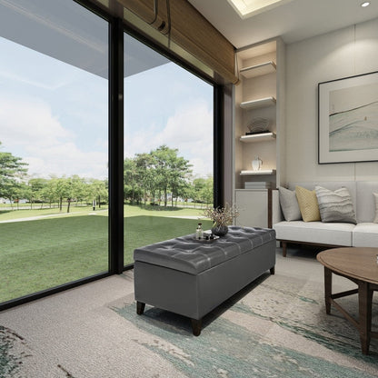 Tabouret-pouf de rangement en simili cuir Adeco 50