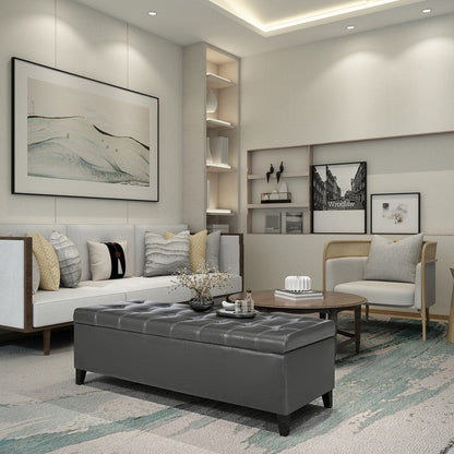 Tabouret-pouf de rangement en simili cuir Adeco 50