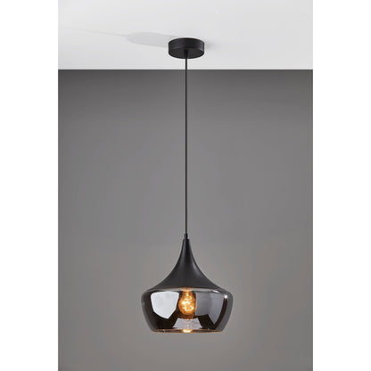 Lampe suspendue Eliza en noir ou en acier d'Adesso