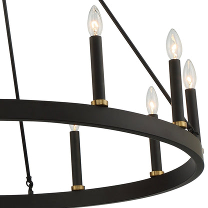 Suspension Acroma à 12 lumières, style ferme, en forme de roue de charrette de 40 pouces, avec certification UL - 40'' de diamètre x 138'' de hauteur
