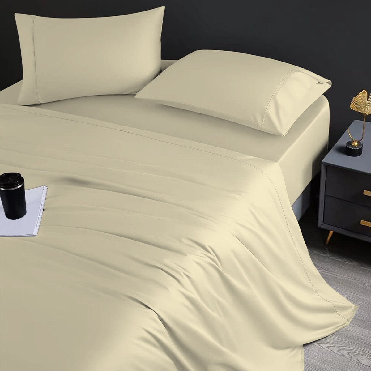 Jeu de draps en coton égyptien de luxe Aireolux, ultra-doux et soyeux, 1000 fils.