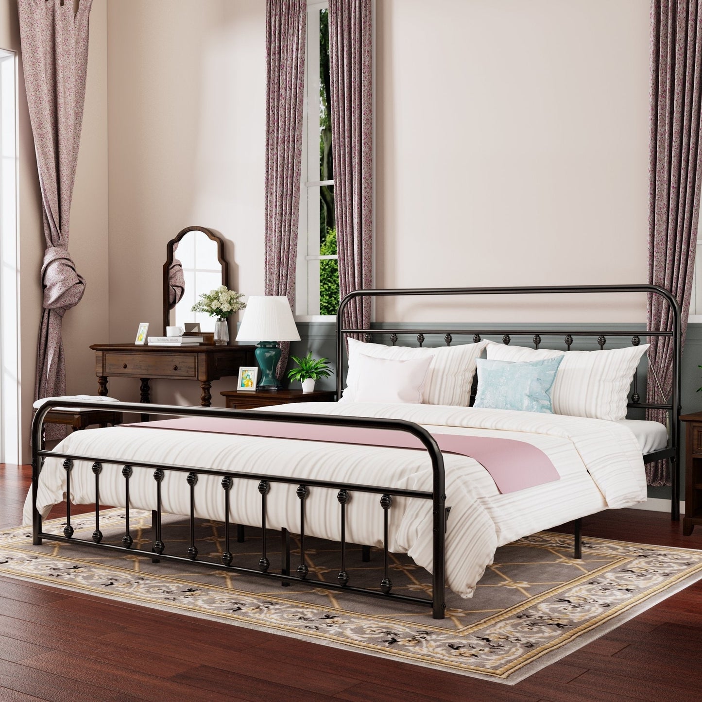 Cadre de lit plateforme en métal simple et vintage, facile à assembler, de Alazyhome