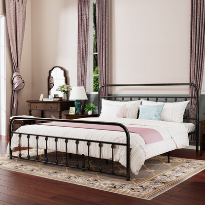 Cadre de lit plateforme en métal simple et vintage, facile à assembler, de Alazyhome