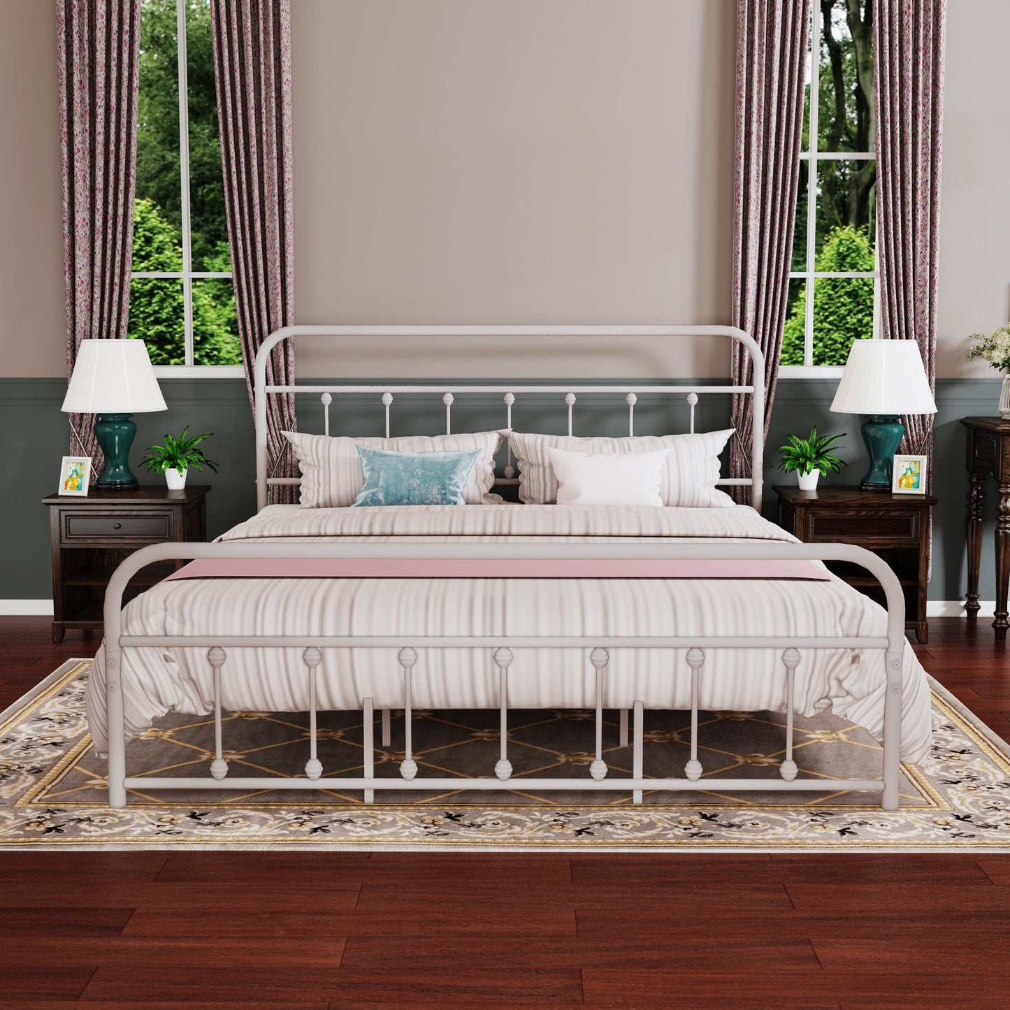 Cadre de lit plateforme en métal simple et vintage, facile à assembler, de Alazyhome