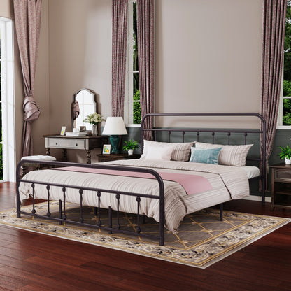 Cadre de lit plateforme en métal simple et vintage, facile à assembler, de Alazyhome