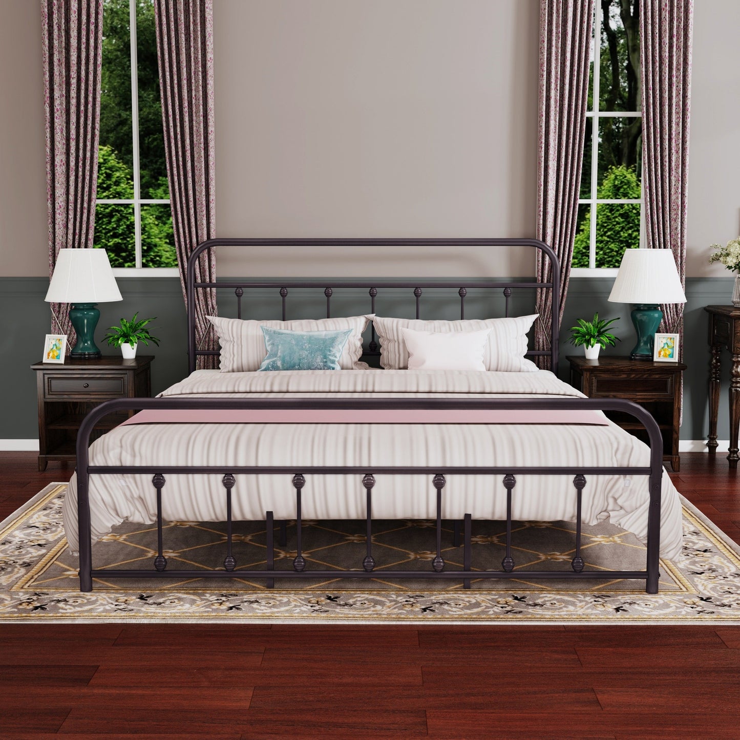 Cadre de lit plateforme en métal simple et vintage, facile à assembler, de Alazyhome