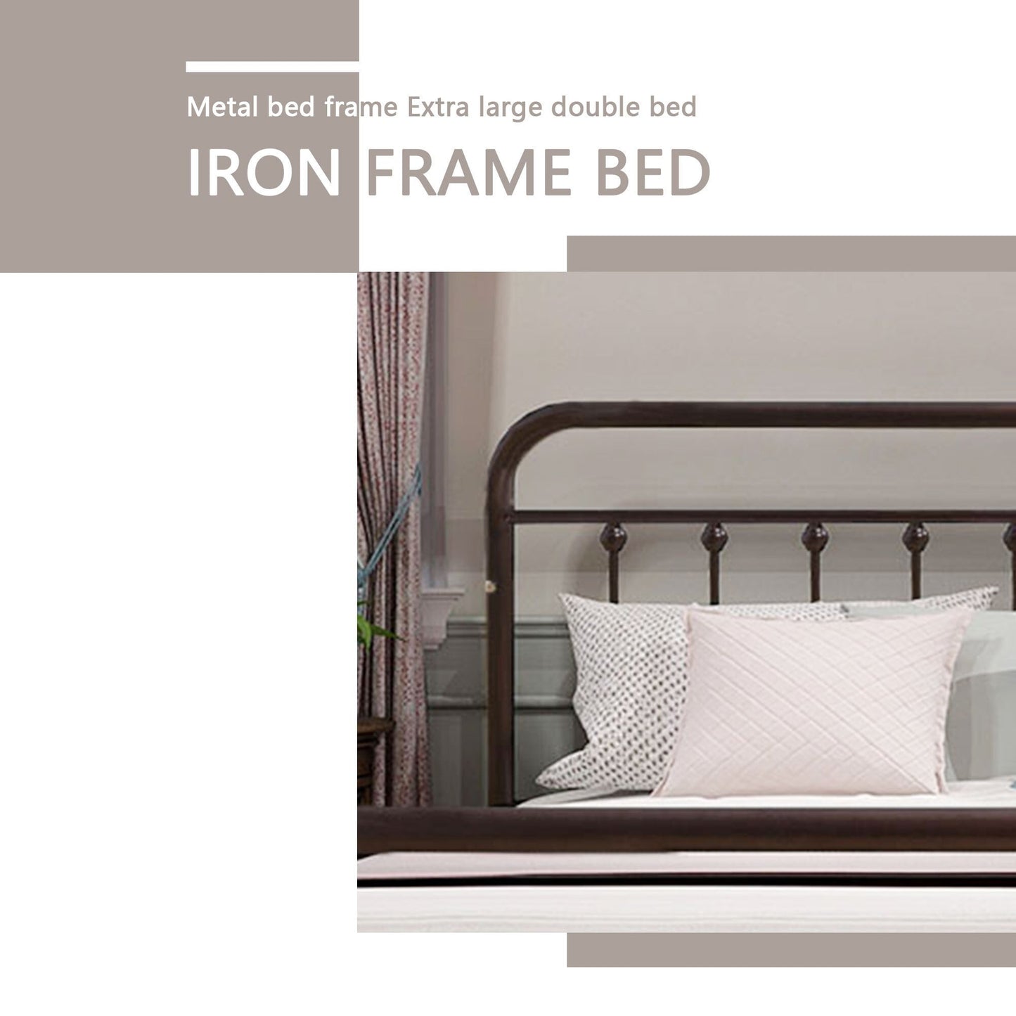 Cadre de lit plateforme en métal simple et vintage, facile à assembler, de Alazyhome