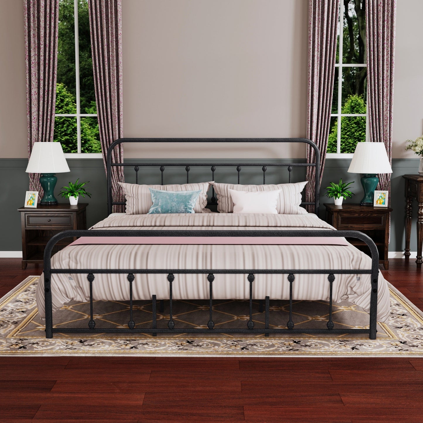 Cadre de lit plateforme en métal simple et vintage, facile à assembler, de Alazyhome